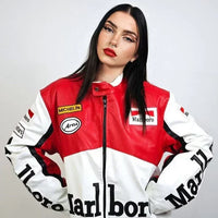 Giacca in Pelle Racing Rosso Vintage - ApexRacing 4