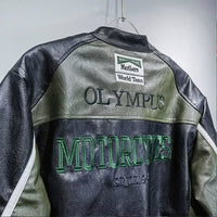 Giacca in Pelle Racing Verde Vintage - ApexRacing 2
