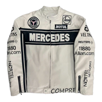 Giacca in Pelle Racing Bianca Heritage - ApexRacing 1