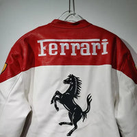 Giacca in Pelle Racing Bianca Vintage - ApexRacing 2
