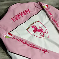 Giacca in Pelle Racing Rosa Classic - ApexRacing 2