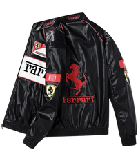 Giacca in Pelle Racing Nera Lucida - ApexRacing 2