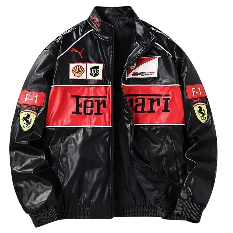 Giacca in Pelle Racing Nera Corsa - ApexRacing