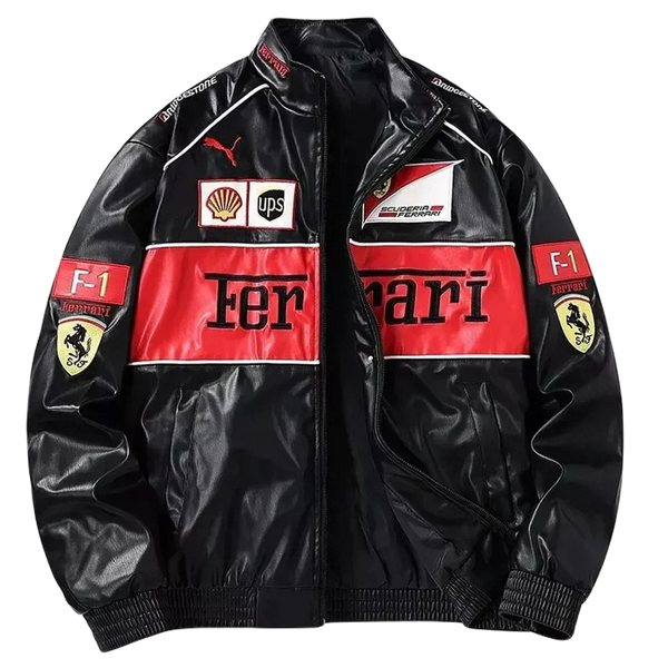 Giacca in Pelle Racing Nera Corsa - ApexRacing