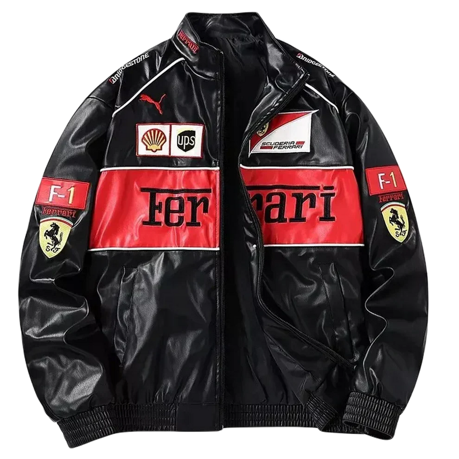 Giacca in Pelle Racing Nera Corsa - ApexRacing