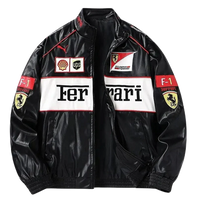 Giacca in Pelle Racing Nera Lucida - ApexRacing 1