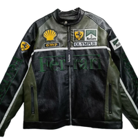 Giacca in Pelle Racing Verde Vintage - ApexRacing 1