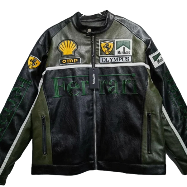 Giacca in Pelle Racing Verde Vintage - ApexRacing