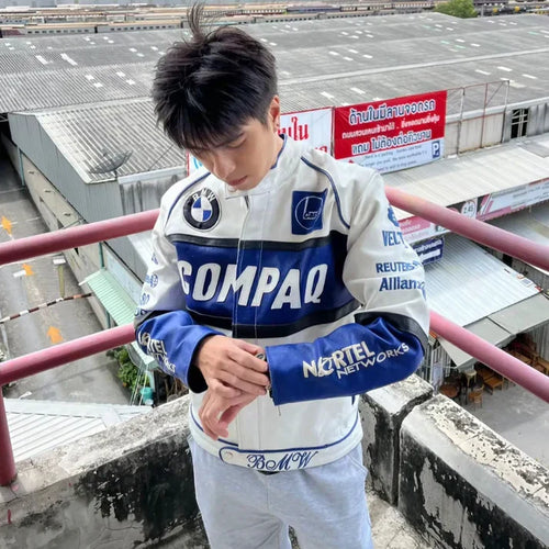 Giacca in Pelle Racing Bianca Circuit - ApexRacing