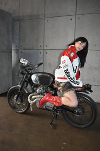 Giacca in Pelle Racing Rosso Vintage - ApexRacing 3